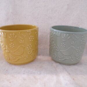 2 Ceramic Planters Pots New Garden Flowers Windowsill Easter Mother's Day